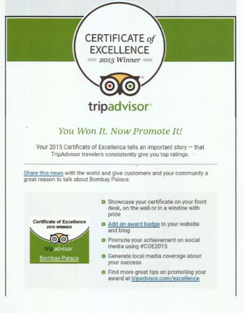 Trip Advisor 2015 Award of Exellence